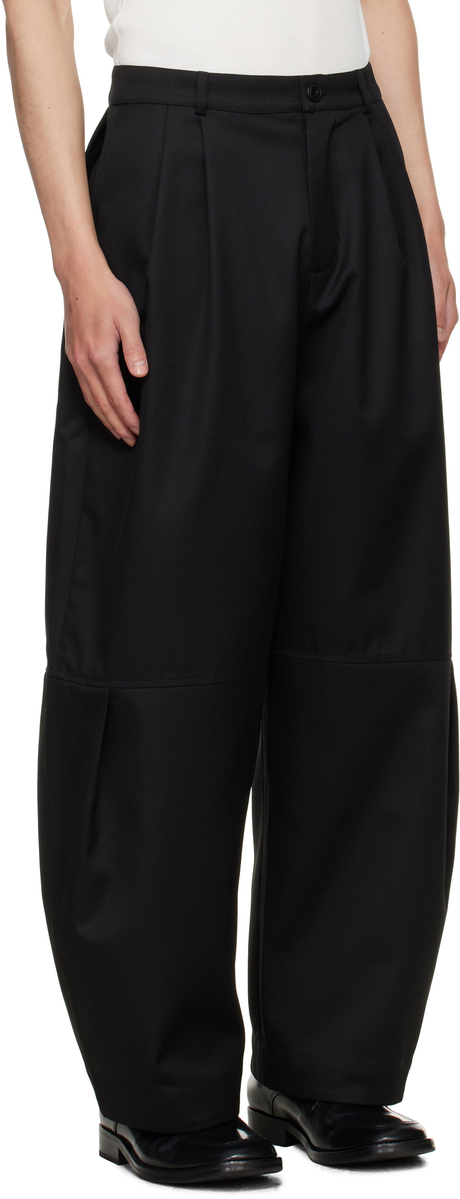 Nohavice sage NATION SAGE NATION Zushi Pleated Trousers Čierna | S091 ZUSHI TROUSER COTTON TWIL, 1
