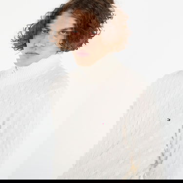 Sveter Tommy Hilfiger Lambswool Blend Cable Zip Mock Sweater XL Biela | MW0MW40443 Z00, 1