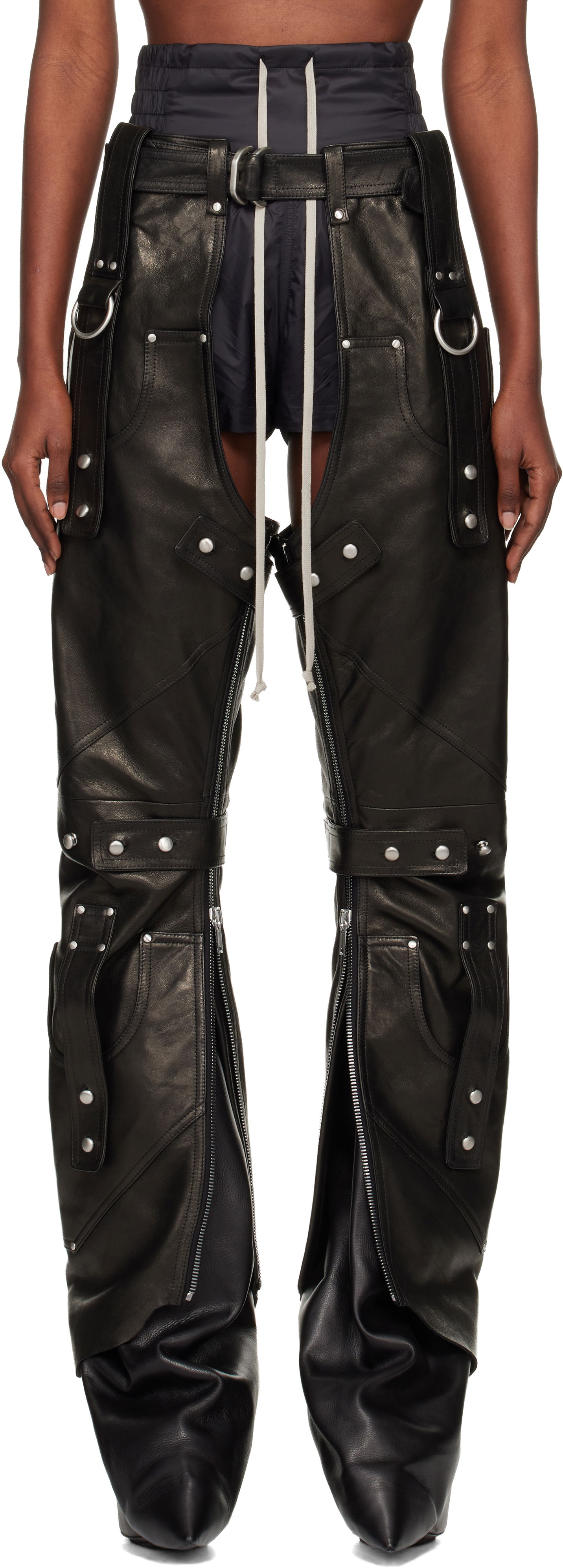 Nohavice Rick Owens Concordians Leo Prothmann Edition Chaps Leather Trousers Čierna | RO02E4436 LNV, 0