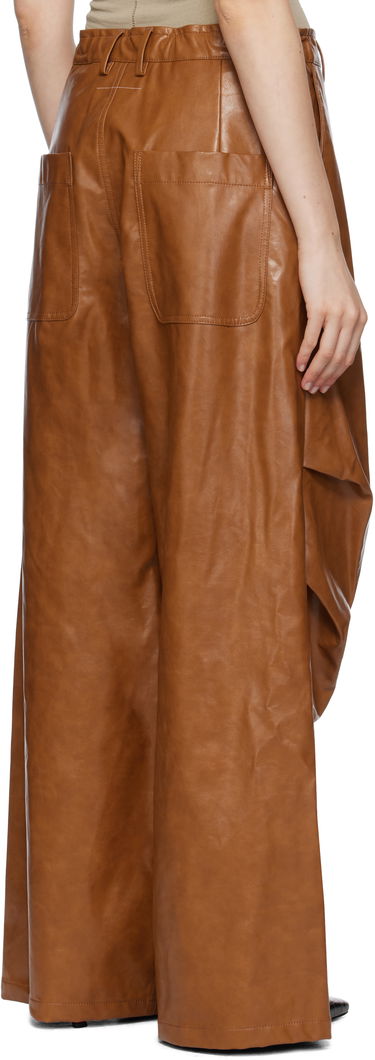 Nohavice Maison Margiela MM6 Maison Margiela Draped Faux-Leather Trousers Hnedá | S52KA0510 M35465, 2
