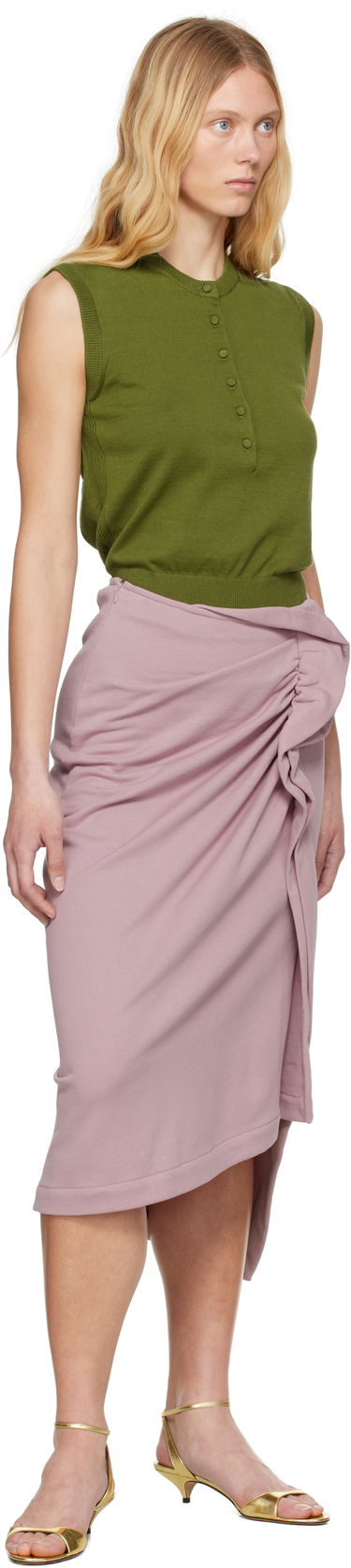 Sukňa Dries Van Noten Dries Van Noten Ruffled Cotton Midi Skirt Fialová | 251-011109-1610, 3