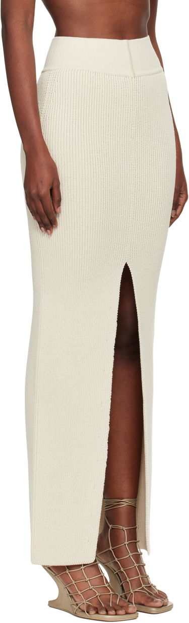 Sukňa Rick Owens Rick Owens Concordians Ribbed Knit Sliced Midi Skirt Biela | RO02E4671 KWVH, 1