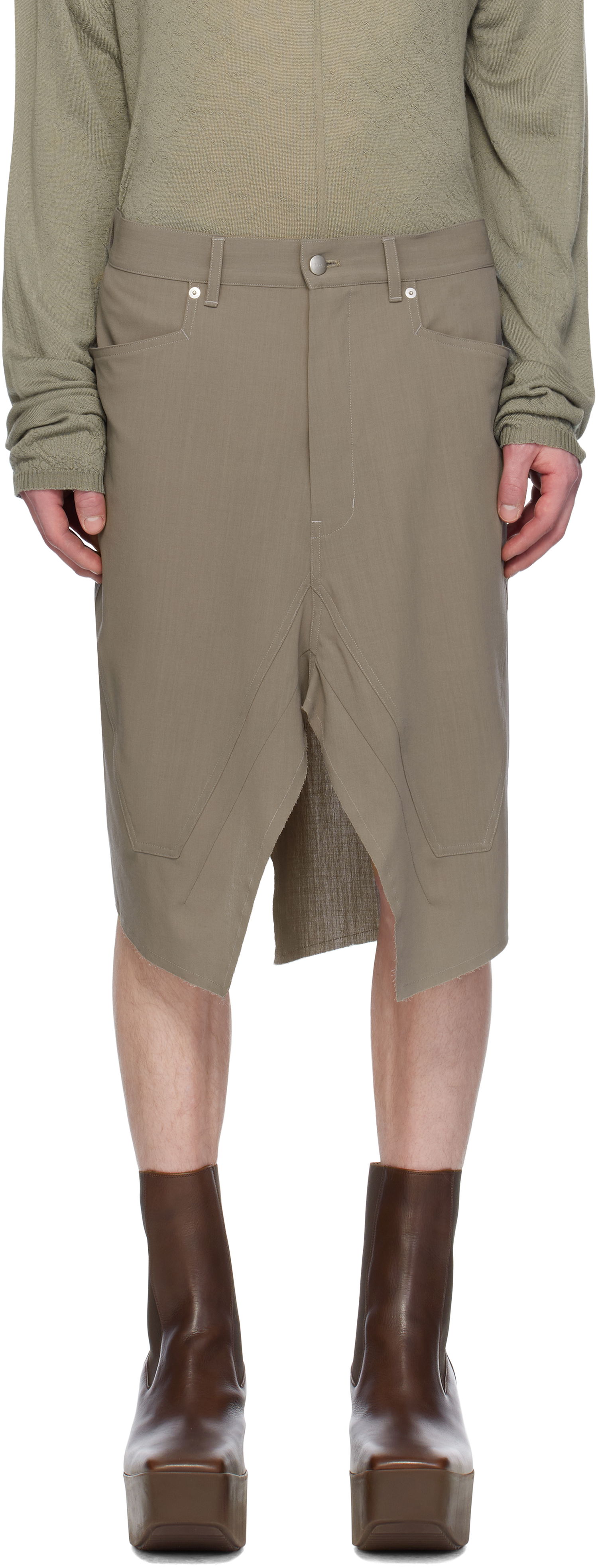 Sukňa Rick Owens Rick Owens Hollywood Slivered Skirt Zelené | RU01E5345 WLP, 0