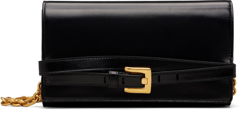 Taška cez rameno Balmain Shuffle Calfskin Wallet Bag Čierna | GN1ON259LMTE