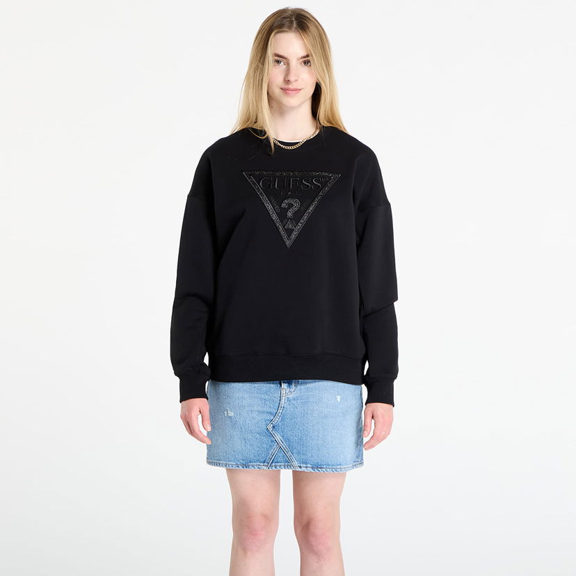Mikina GUESS GUESS Triangle Glitter Sweatshirt Čierna | W5BQ11KC8I1-JBLK