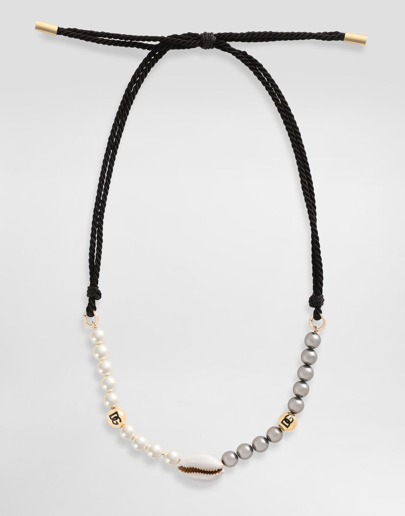 Náhrdelník Dolce & Gabbana Dolce & Gabbana DG Cord and Pearl Necklace Čierna | WNR5C3W1111N0011