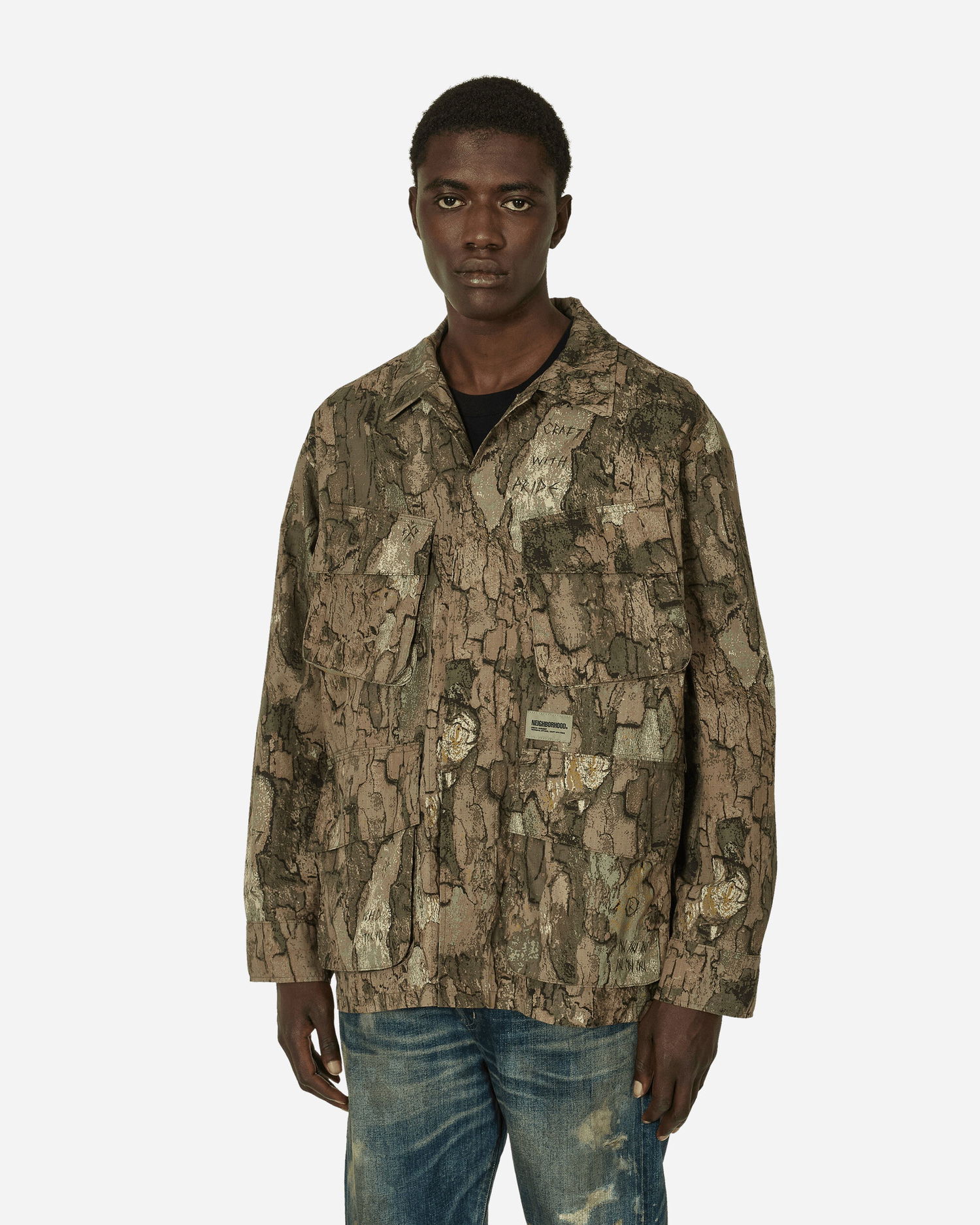 Bunda Neighborhood Fatigue Jacket Camouflage Zelené | 241AQNH-JKM02 CM, 0