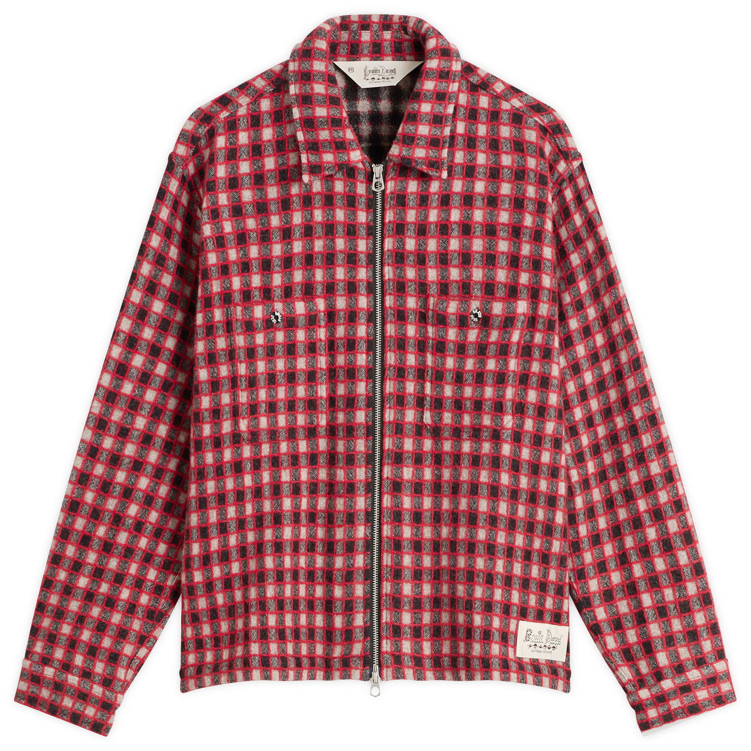 Košeľa Brain Dead Brain Dead Check Mate Flannel Zip Shirt, Size Large Červená | BDF25T160047-BML, 1