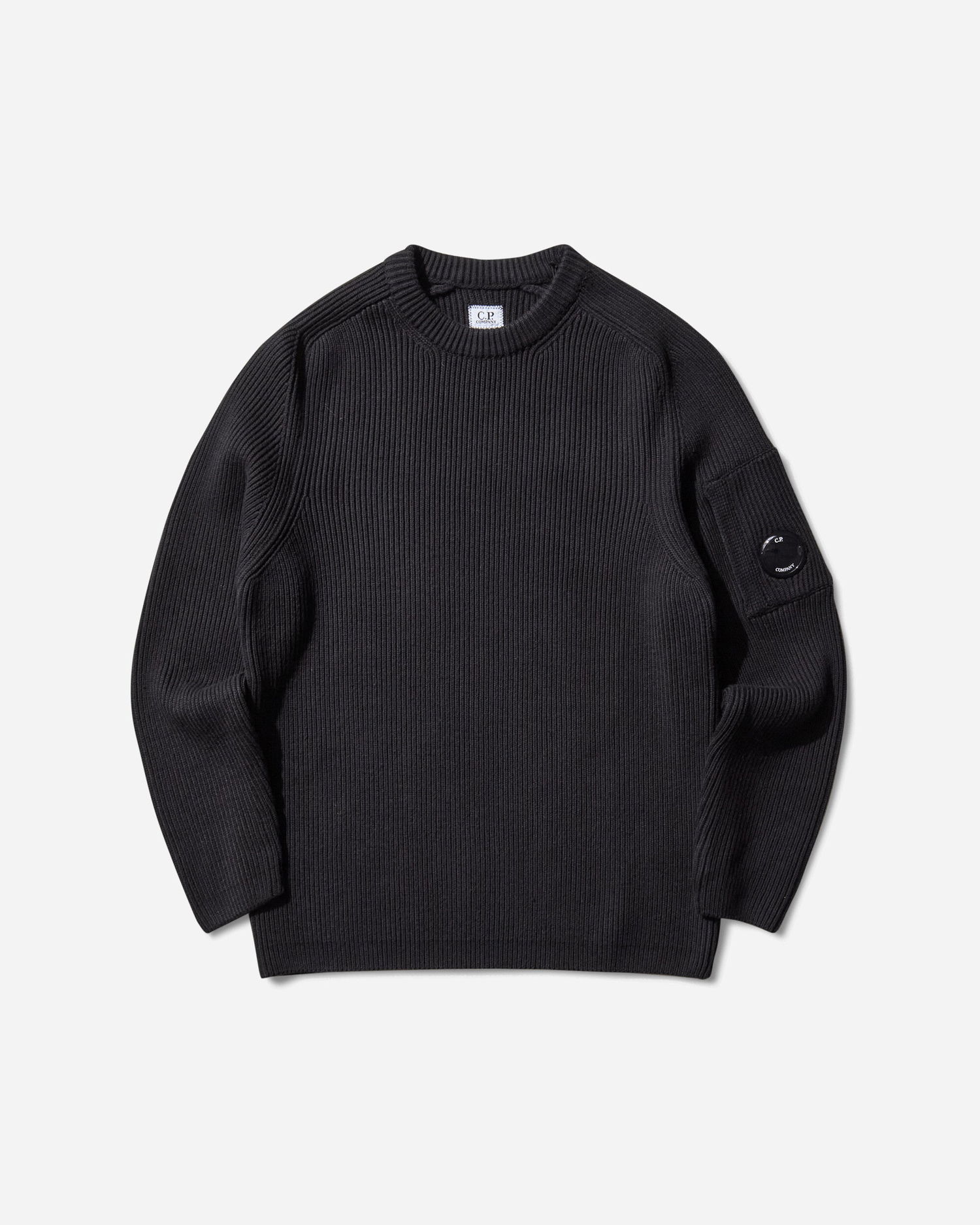 Sveter C.P. Company Full Rib Crewneck Sweater Čierna | 19CMKN015A-006608A 999, 1