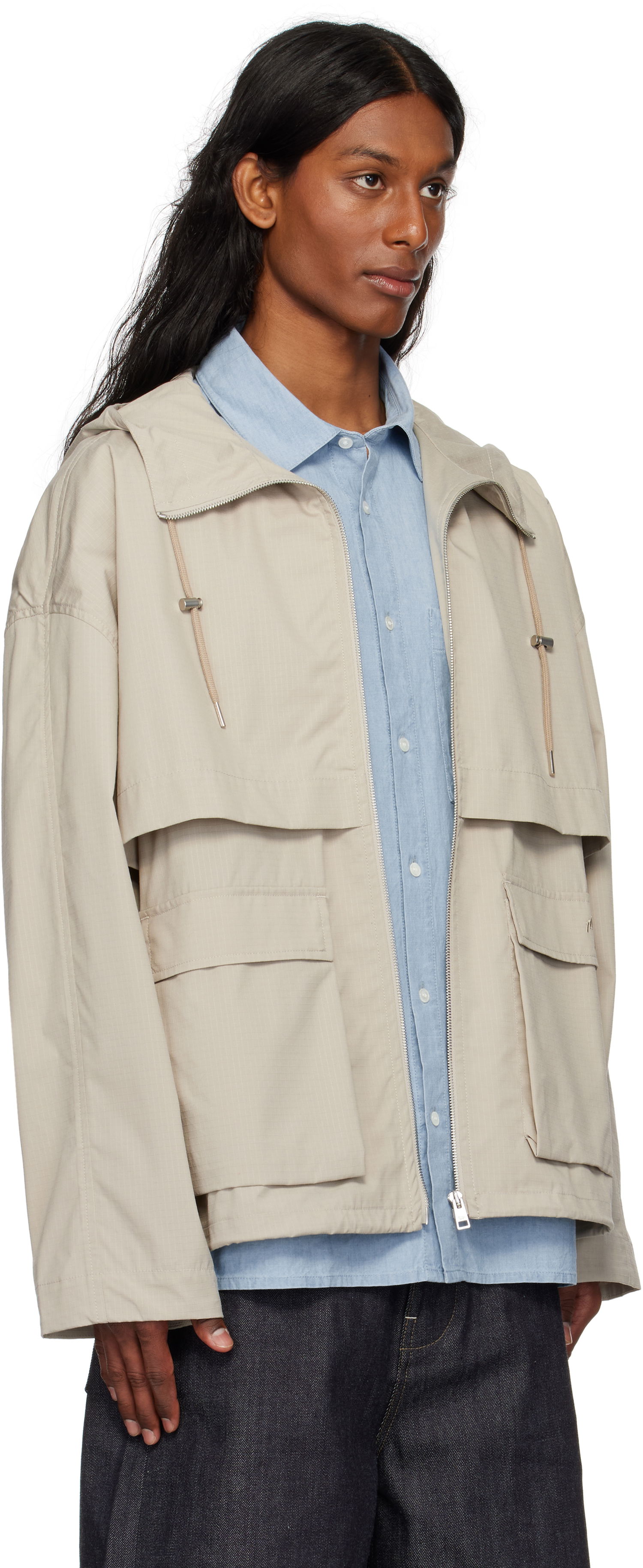 Vetrovka MAISON KITSUNÉ Maison Kitsuné Hooded Windbreaker Jacket Béžová | OM02113WW9056, 1