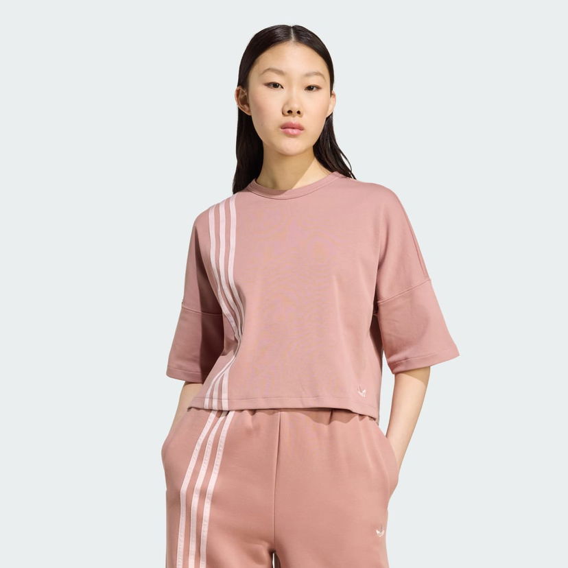 Tričko adidas Performance Off Placed 3-Stripes Cropped T-Shirt Ružová | JW3613