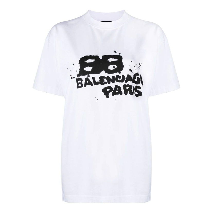 Tričko Balenciaga Hand-Drawn Logo Print T-Shirt Biela | 612965TNVN49040