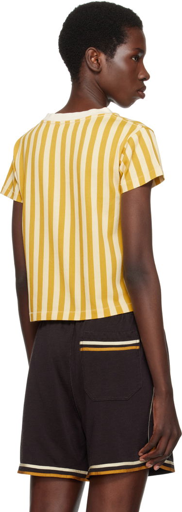 Crop Top Bode Bode Striped Cropped T-Shirt Žltá | WRS25CS023, 2