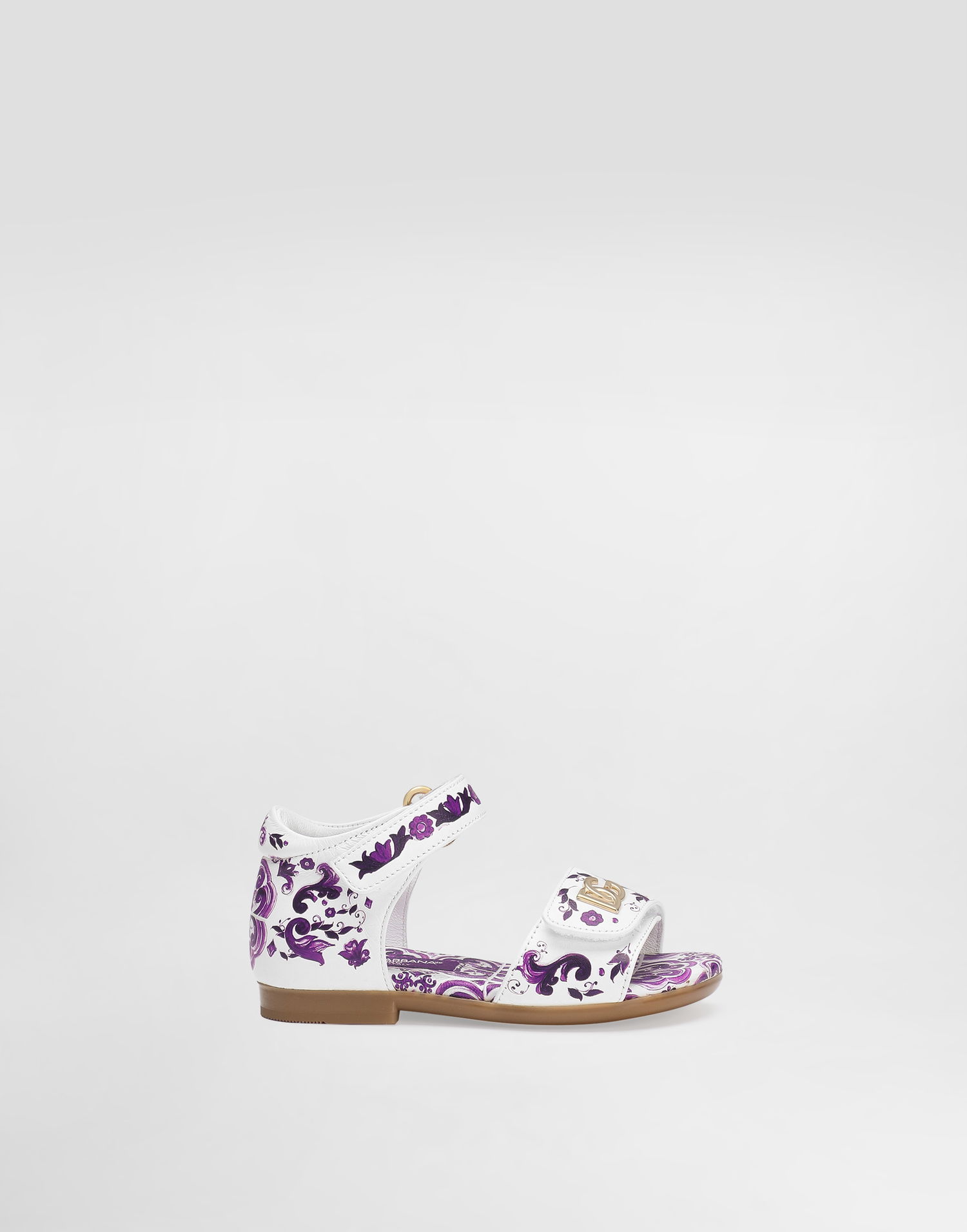 Doplnky Dolce & Gabbana Dolce & Gabbana Majolica-Print Leather Sandals Biela | D20099AV210I03TN, 0