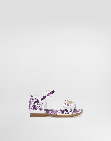 Doplnky Dolce & Gabbana Dolce & Gabbana Majolica-Print Leather Sandals Biela | D20099AV210I03TN, 0