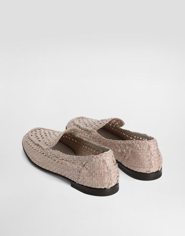 Doplnky Dolce & Gabbana Dolce & Gabbana Polished Goatskin Woven Loafers Béžová | A50481A6M7180004, 2