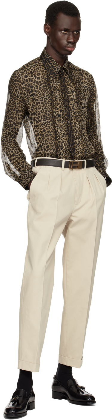 Nohavice Tom Ford TOM FORD Double Pleat Gabardine Trousers Béžová | SHP004-FMC187S25, 4