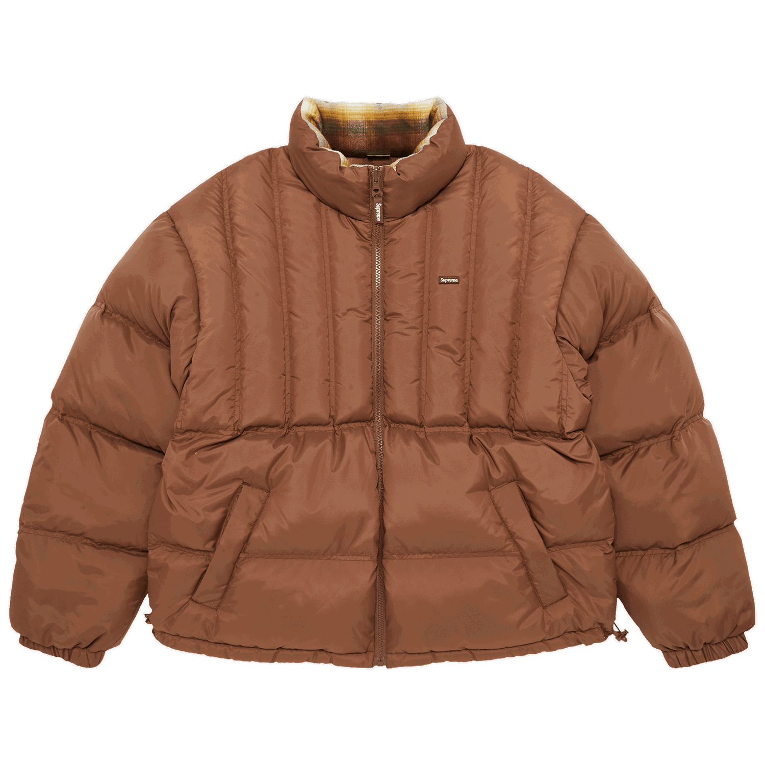 Prešívaná bunda Supreme Flannel Reversible Puffer Jacket Hnedá | FW22J63 BROWN, 0