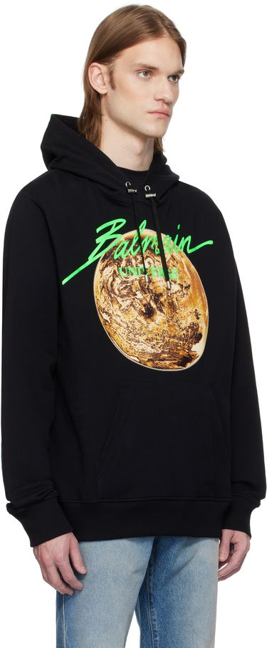 Mikina Balmain Balmain Universe Logo and Planet Print Hoodie Čierna | EH0JT047GE78, 1