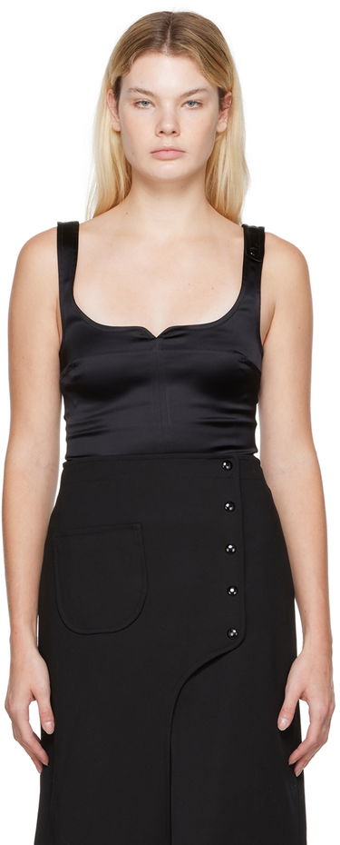 Body Courrèges Square Neck Satin Tank Top Čierna | 322CTO079AC0017, 0