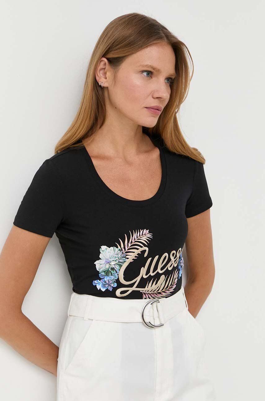 Tričko GUESS Logo Tee Čierna | W3GI40.J1314, 0