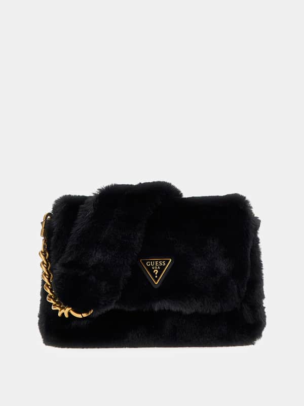 Taška cez rameno GUESS Faux Fur Crossbody Bag Čierna | HWWB9355200, 0