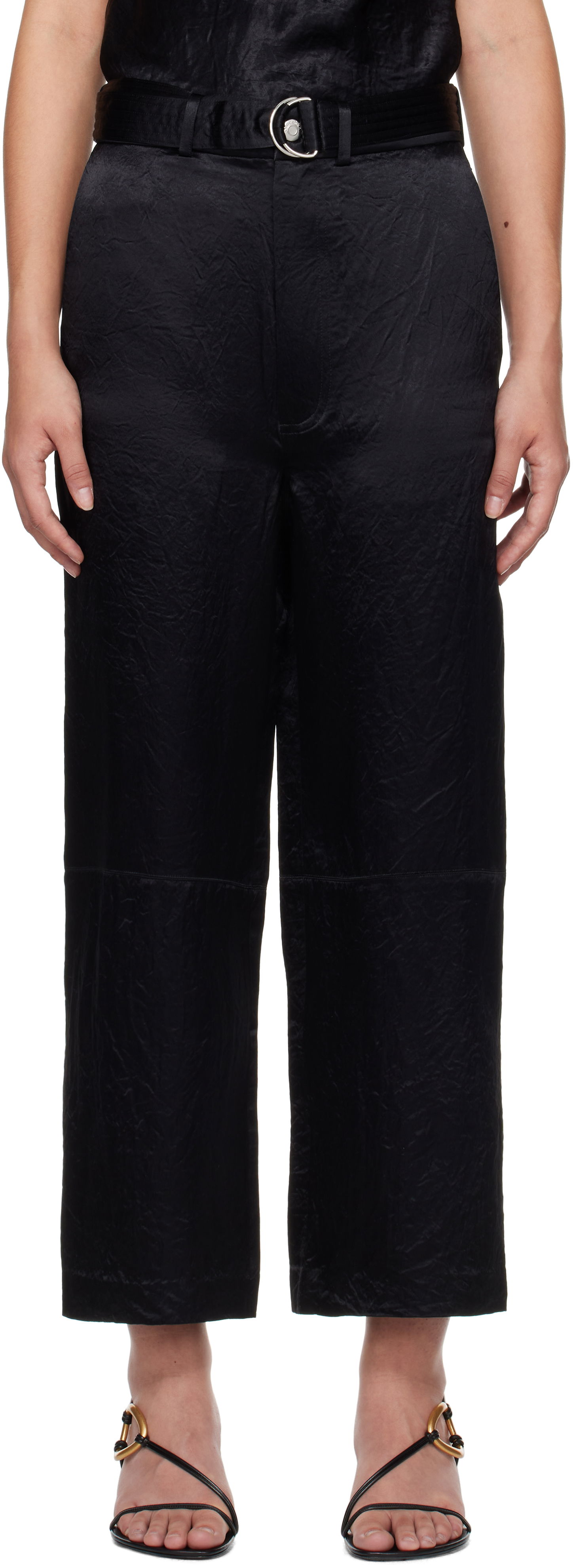 Nohavice Nanushka Husna Black Wide Leg Trousers Čierna | NW24FWPA35100, 0