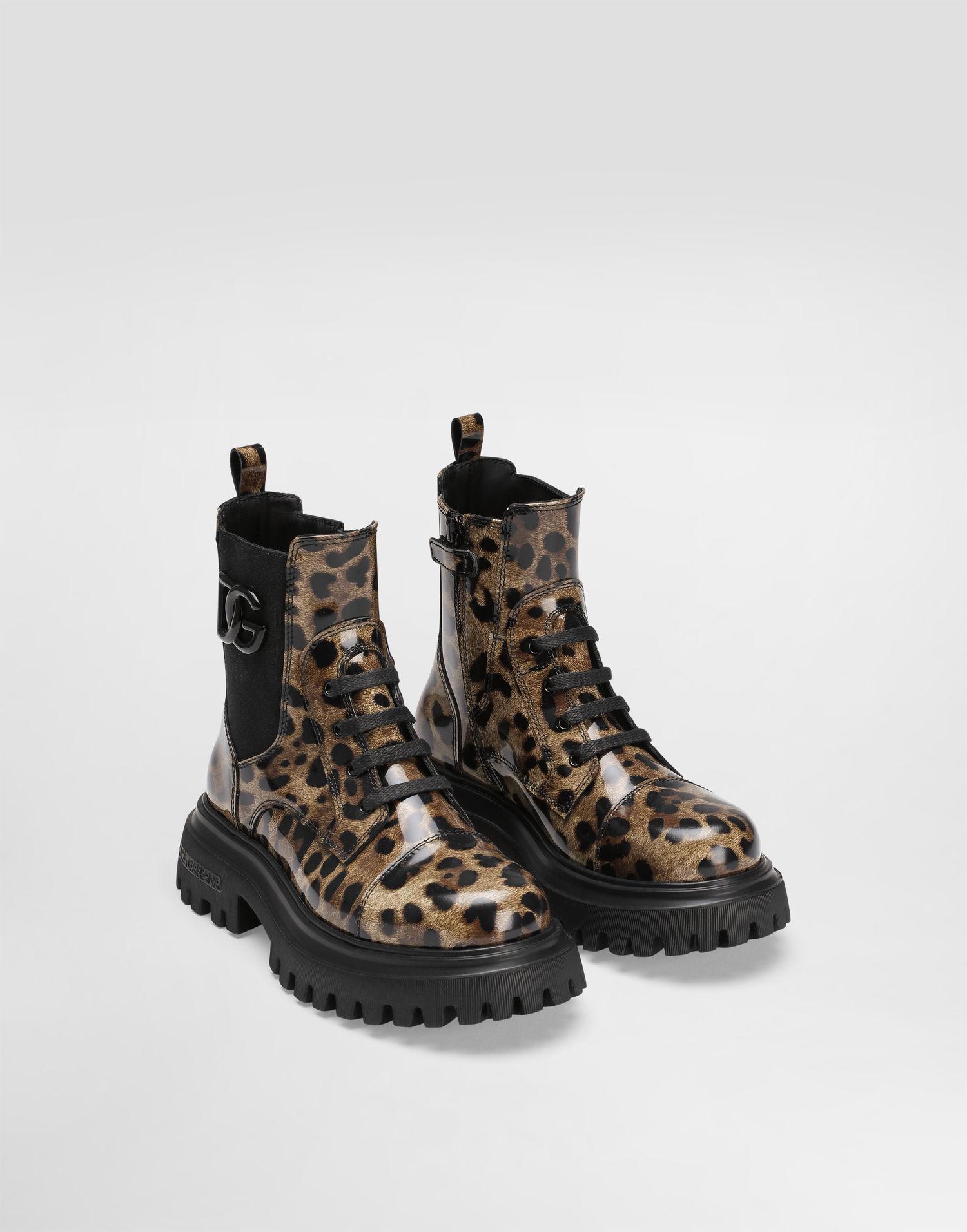 Doplnky Dolce & Gabbana Dolce & Gabbana Printed Shiny Calfskin Ankle Boots Hnedá | D11360AM568HA93M, 1