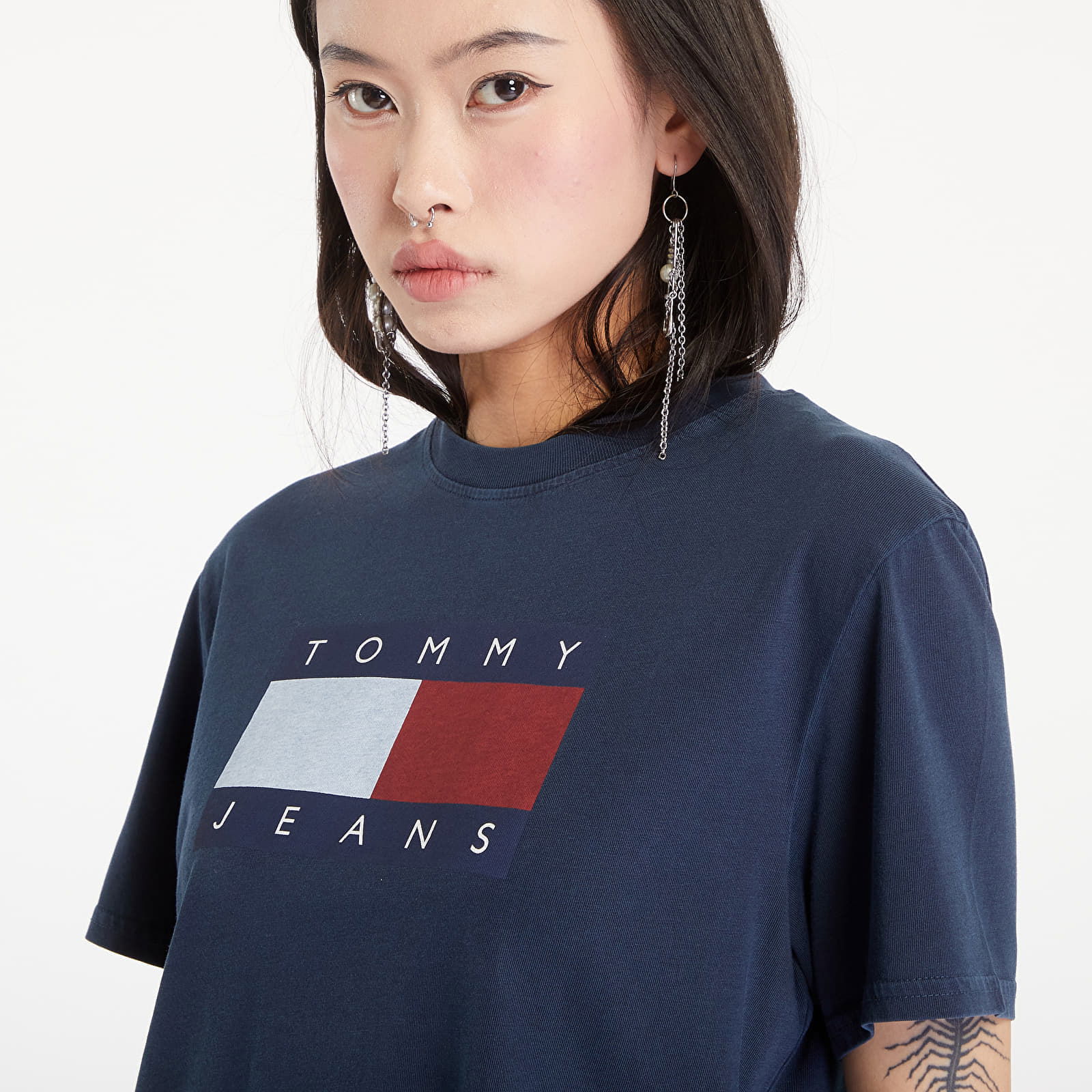 Flag Badge Boxy Fit T-Shirt Dark Night Navy