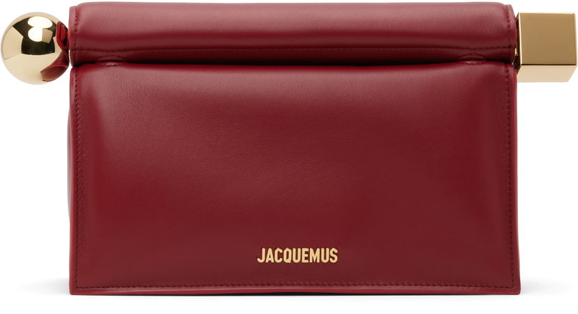 Kabelka Jacquemus Grained Leather Flap Clutch 'The Rond Carré' Červená | 24EBAW00356AC27L14