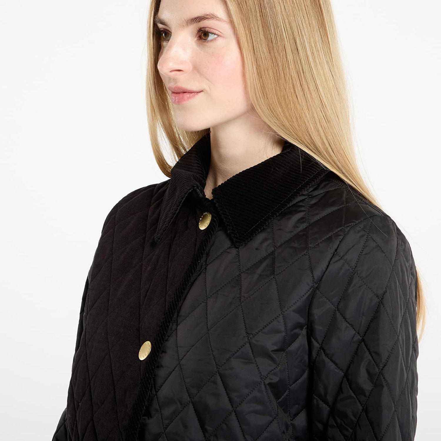 Bunda Barbour Marla Quilted Jacket with Corduroy Trim Čierna | LQU1836BK91, 1