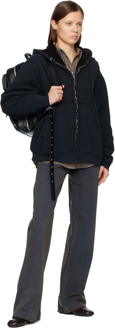 Mikina Acne Studios Oversized Sherpa-Lined Zipped Hoodie Čierna | AI0179-, 3