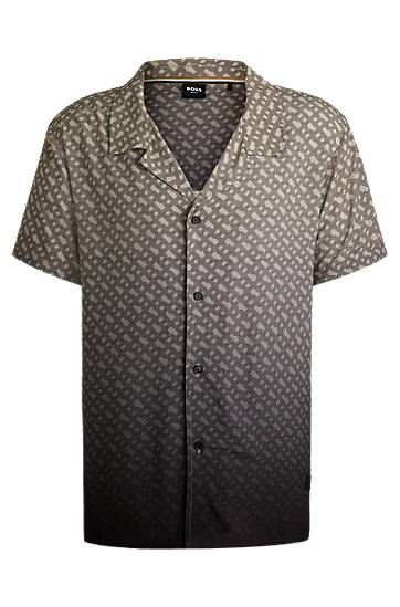 Košeľa BOSS Regular-Fit Monogram Print Degradé Shirt Šedá | 50534342