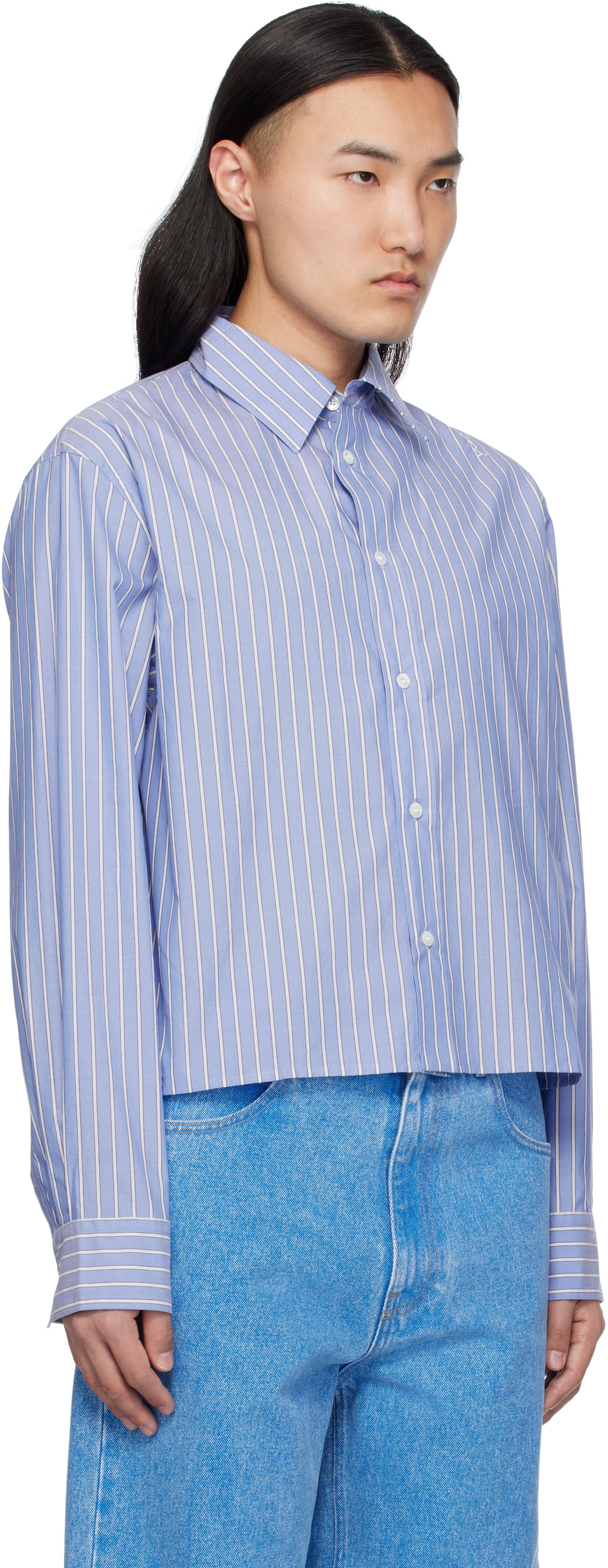 Košeľa Marni Marni Poplin Stripe Cropped Shirt Modrá | CUMU0337S0 UTC455, 1