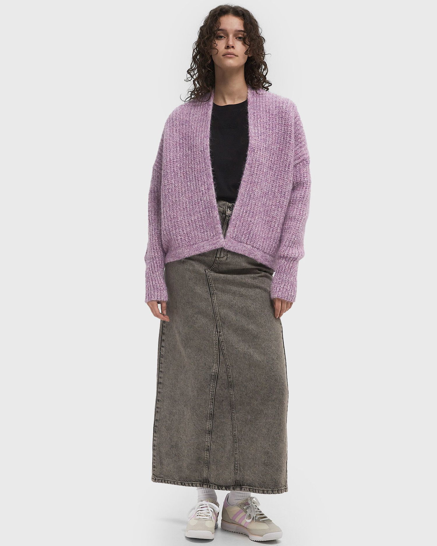 Sveter American Vintage American Vintage EAST Cardigan Fialová | EAST19AME25-LILAS-MOULINE, 1