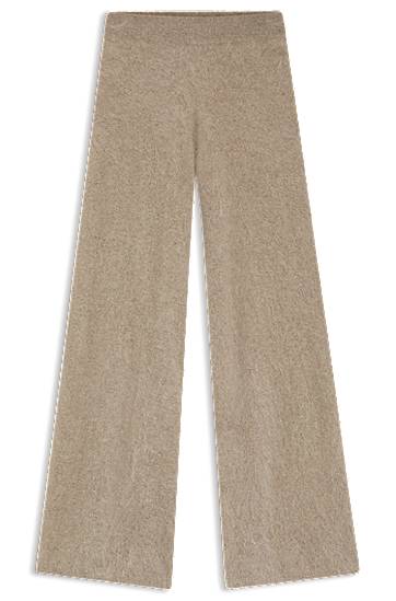 Nohavice BOSS Wide-leg trousers in washed cashmere Béžová | 50550831