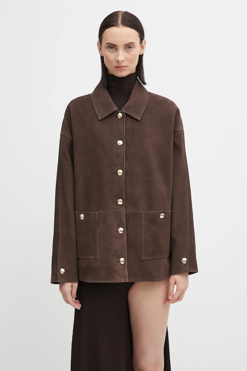 Bunda Anine Bing Anine Bing Luca Oversize Suede Transitional Jacket Hnedá | A.01.11854