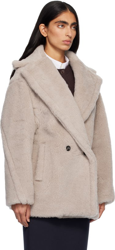 Kabáty Max Mara Olga Plush Double-Breasted Coat Béžová | 2521086032600, 1