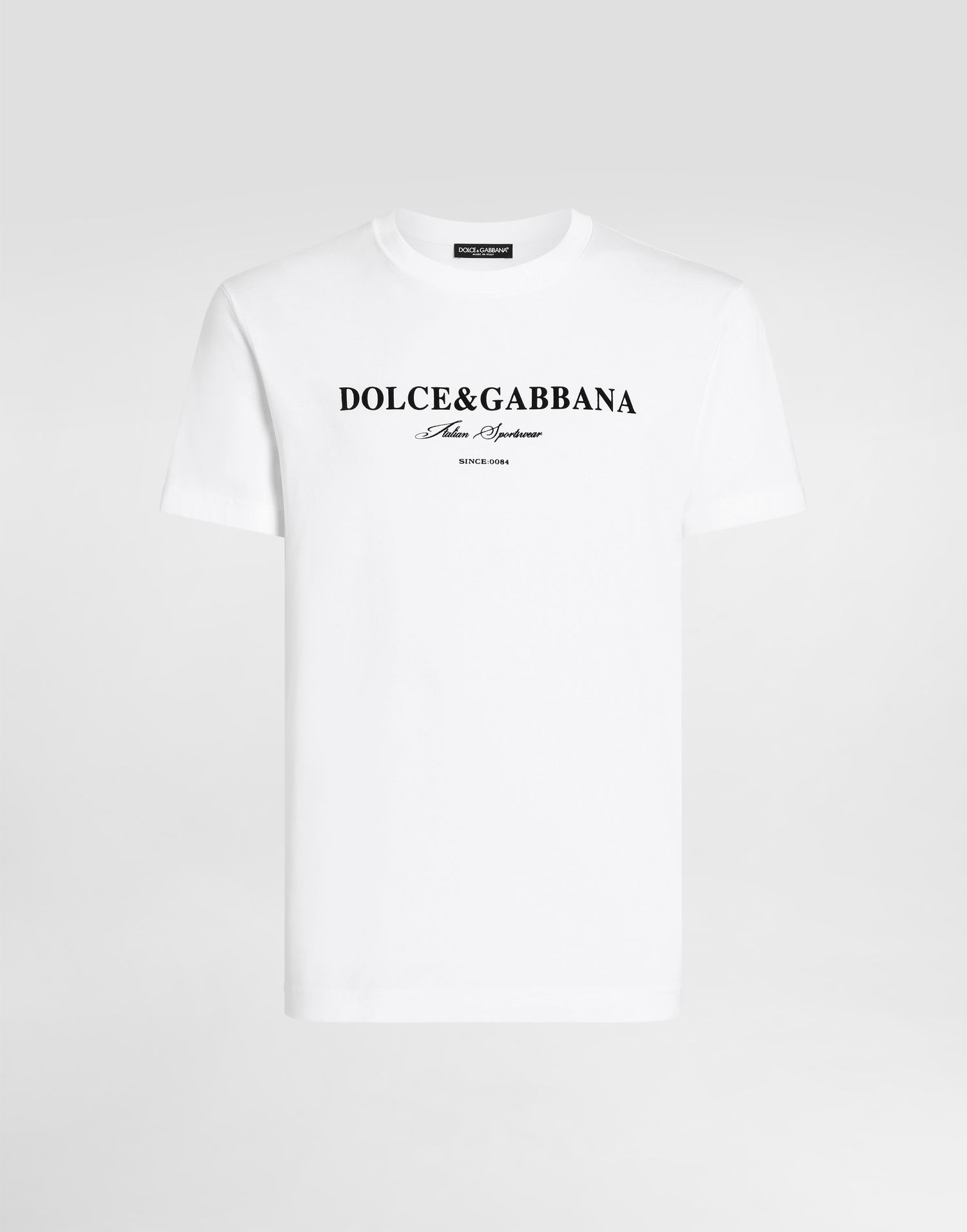 Tričko Dolce & Gabbana Dolce & Gabbana Cotton T-Shirt with Italian Sportswear Print Biela | G8RN8TG7O9YW0800, 0