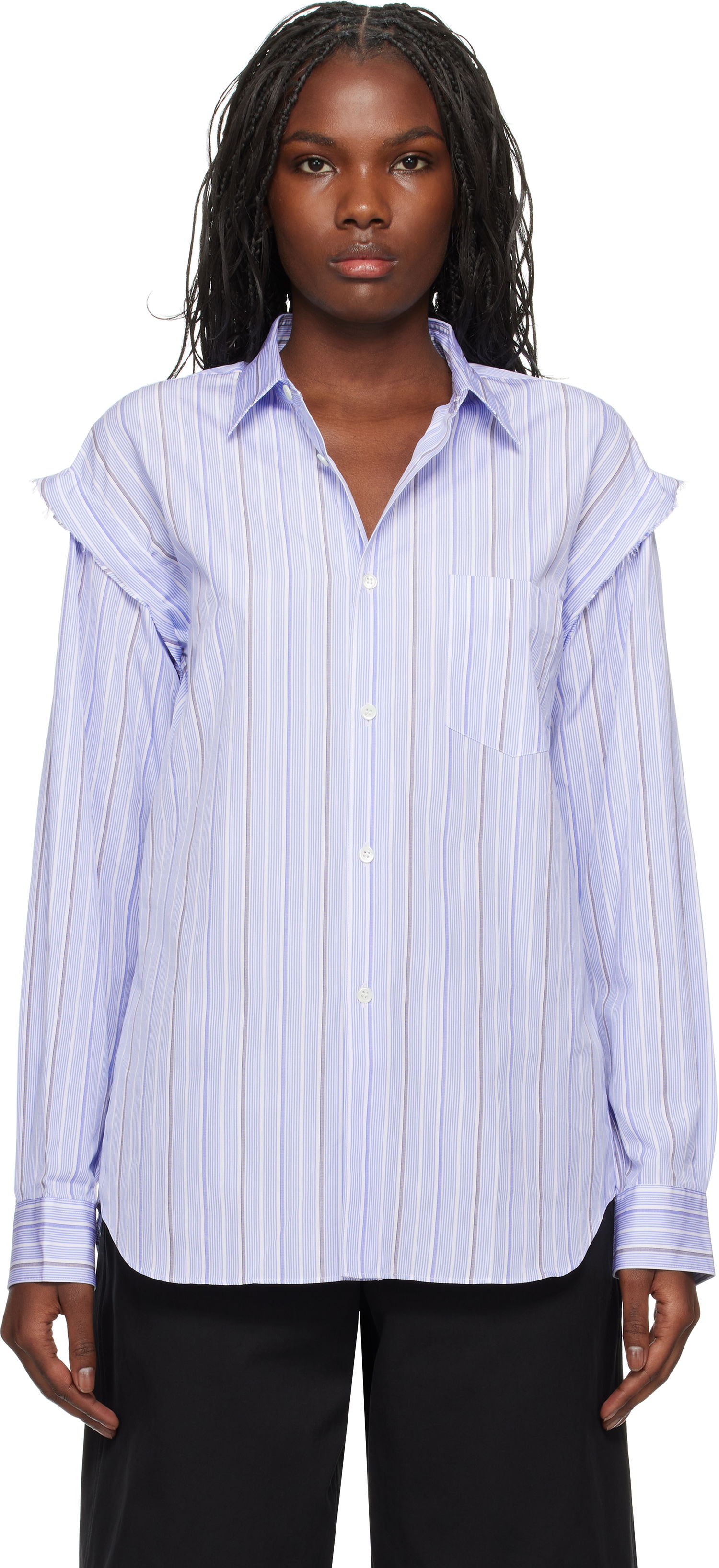 Košeľa Comme des Garçons Stripe Poplin Shirt Modrá | FN-B029-W24, 0