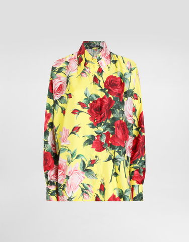 Košeľa Dolce & Gabbana Dolce & Gabbana Oversize Bouquet-Print Silk Twill Shirt Žltá | F5T22TIS1XHHG5JD, 0
