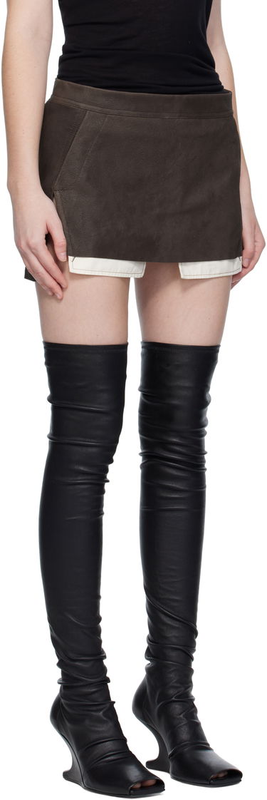 Sukňa Rick Owens Rick Owens Concordians Cutoff Leather Miniskirt Hnedá | RP02E4371 LBA, 1