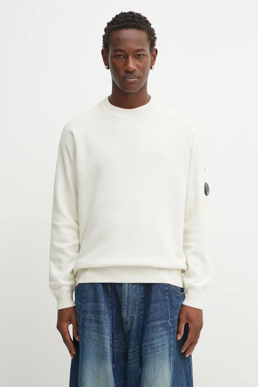 Sveter C.P. Company C.P. Company Wool Blend Sweater Biela | 19CMKN198A110468A