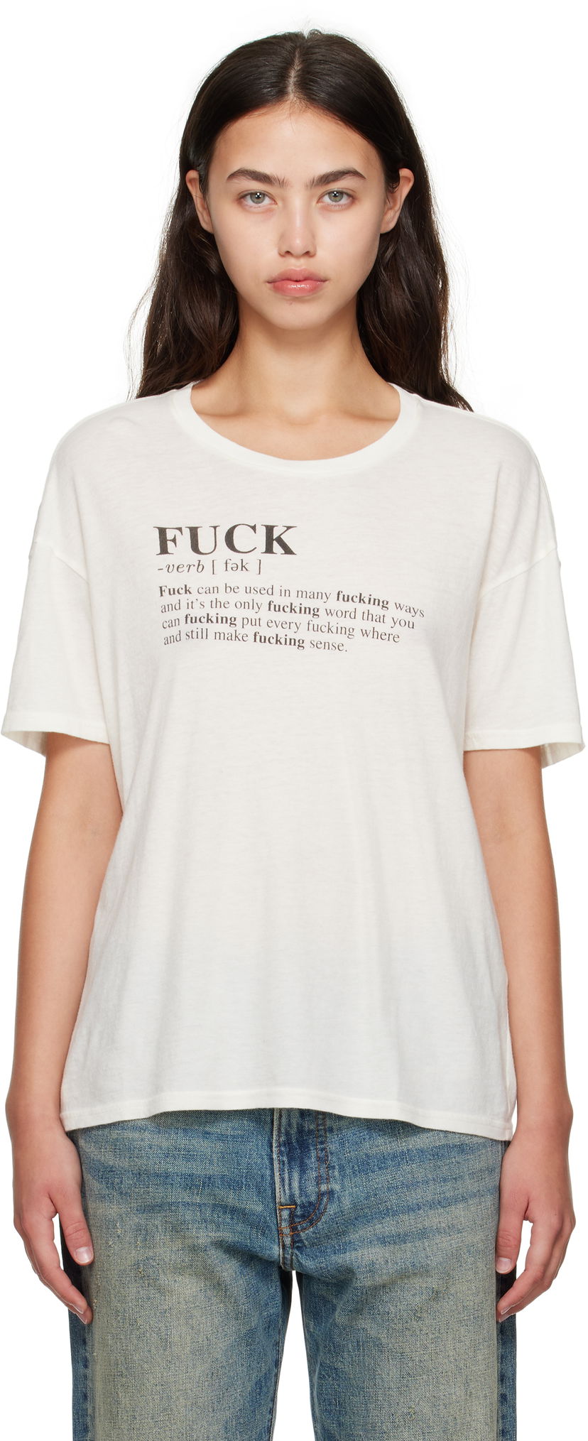 Tričko R13 R13 Relaxed T-Shirt "Fuck" Biela | R13WK141-K115B
