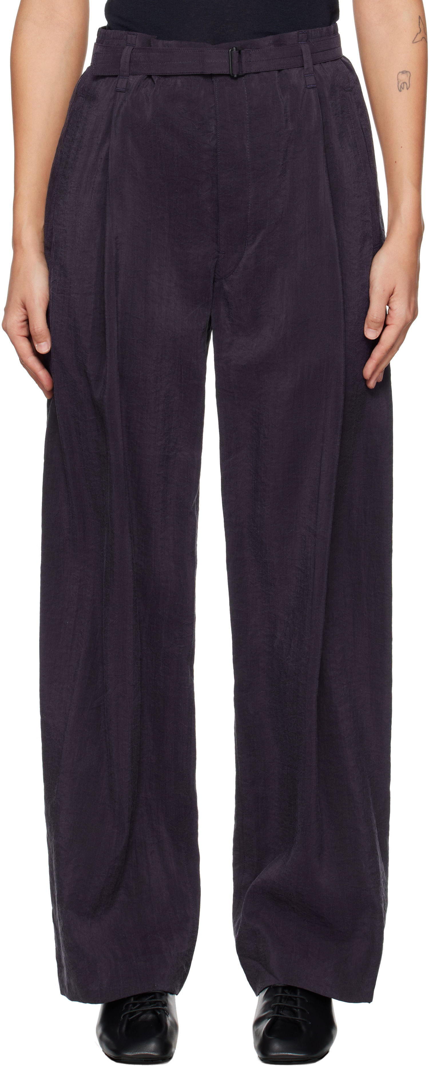 Nohavice LEMAIRE Lemaire Relaxed Belted Trousers Čierna | PA1134 LF1308, 0
