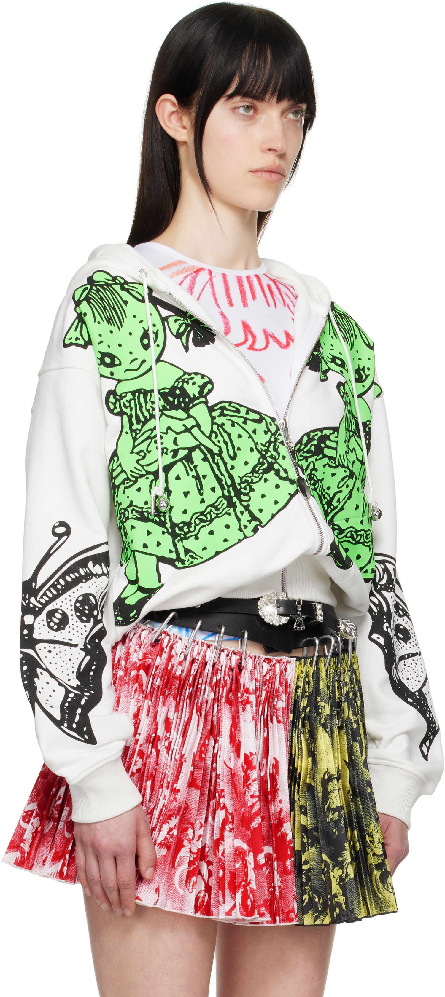 Mikina Chopova Lowena Chopova Lowena Double Dotty Zip-Up Hoodie Biela | 5239, 1