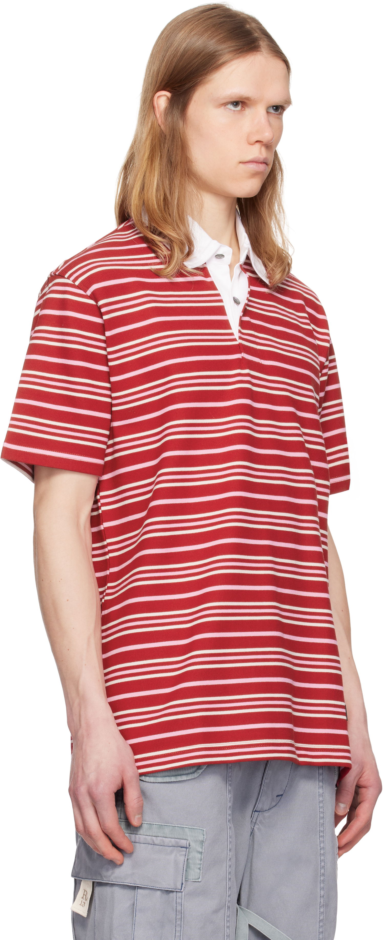 Polo tričko Mastermind WORLD MASTERMIND WORLD Short Sleeve Striped Rugby Polo Červená | MW25S14-TS014-019, 1