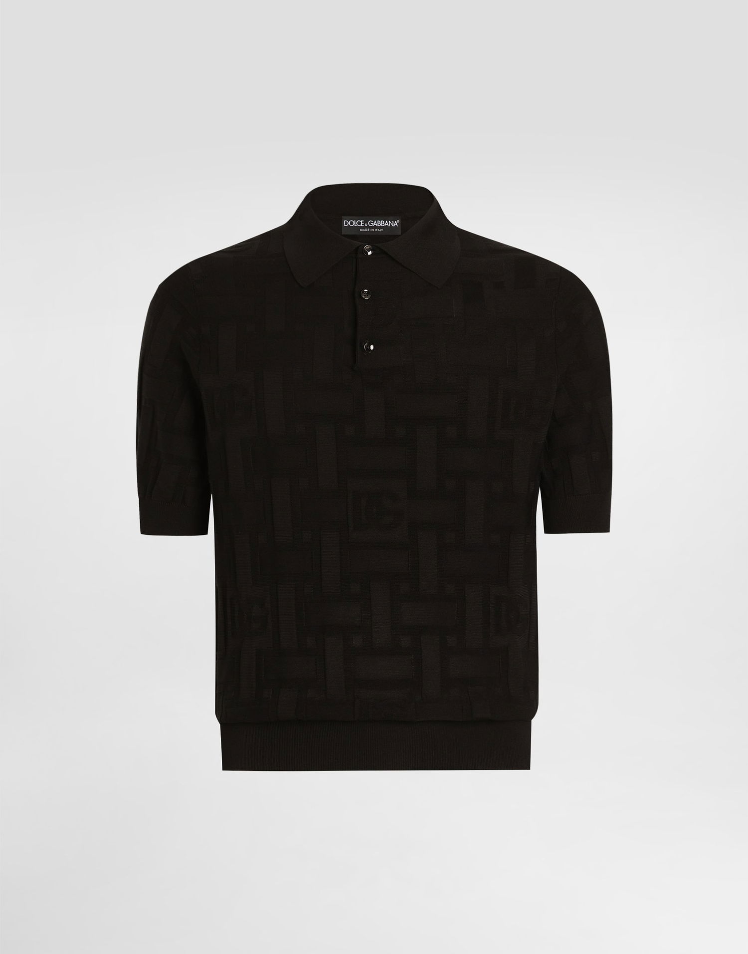 Polo tričko Dolce & Gabbana Silk Polo Shirt With Jacquard Logo Čierna | GXZ02TJBSK5N0000, 0