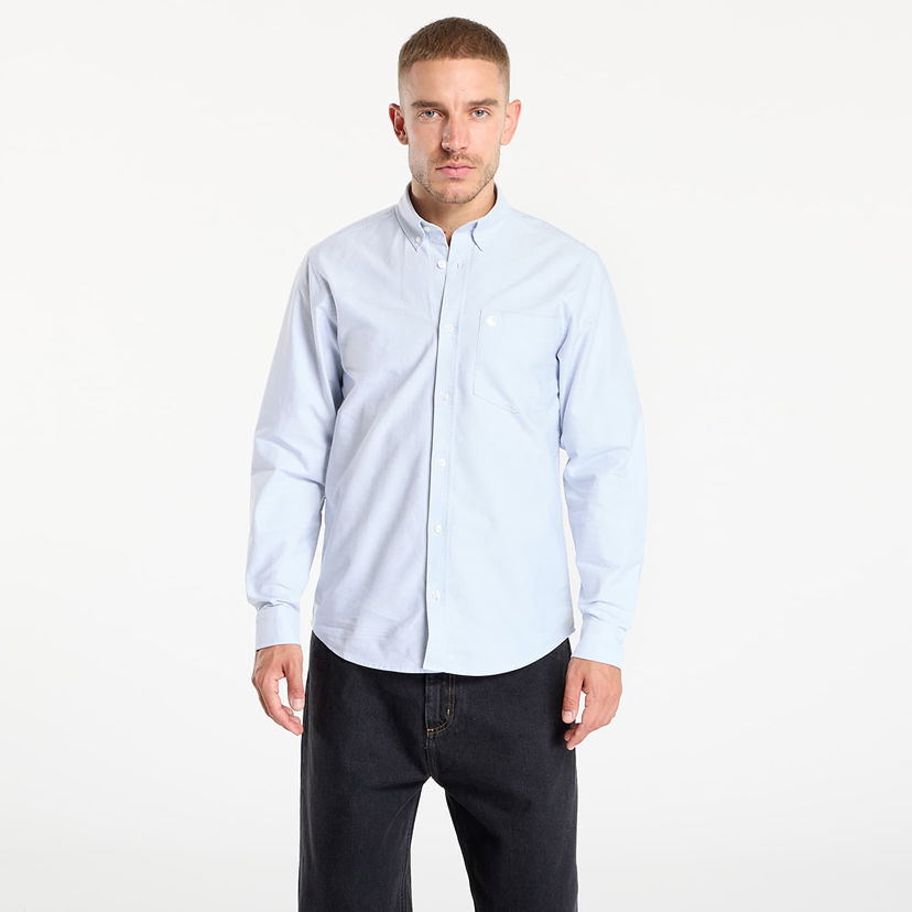 Košeľa Carhartt WIP Long Sleeve Button-Down Shirt with C-Logo Pocket Modrá | I030799.31LXX