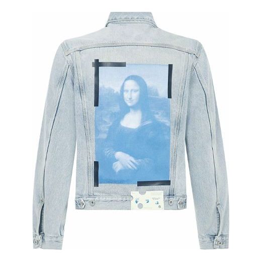 Bunda Off-White Off-White SS21 Mona Lisa Print Denim Jacket Modrá | OMYE054R21DEN0024010